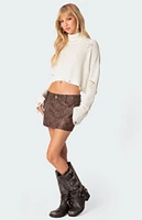 Edikted Distressed Turtle Neck Cropped Sweater