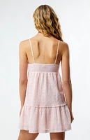 LA Hearts Ruched Bow Tie Babydoll Mini Dress