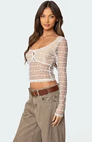 Edikted Heart and Bow Sheer Lace Top