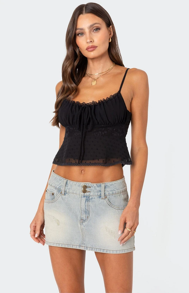 Edikted Wendy Tie Back Lacey Top