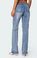 Edikted Boot Cut Washed Low Rise Jeans