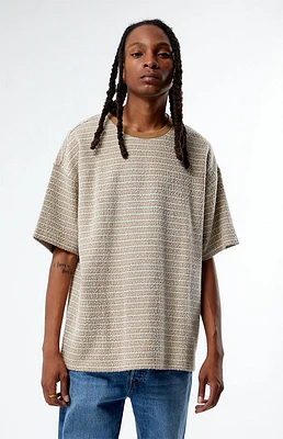 Brown Oversized Terry Striped T-Shirt