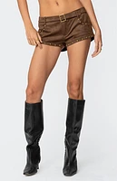 Edikted Studded Faux Suede Micro Shorts