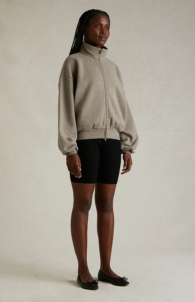 Fear of God Essentials Women's Heather Grey Zip Up Jacket