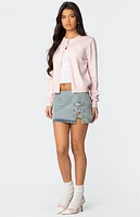 Edikted Bowdie Washed Denim Mini Skirt