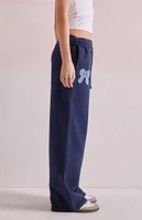 Beverly and Beck Denim Bow Applique Baggy Sweatpants