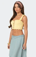 Edikted Button Front Cropped Eyelet Corset