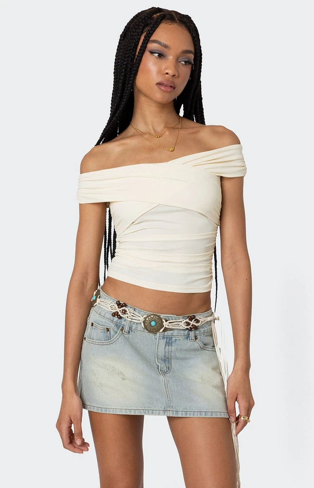 Edikted Crisscross Off Shoulder Top