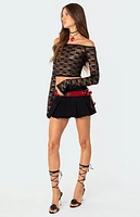 Edikted Laura Off Shoulder Sheer Lace Top