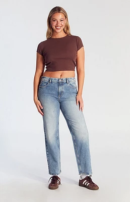 PacSun Jordyn Stretch Low Rise Straight Leg Jeans Medium Indigo