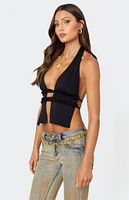 Edikted Luma Split Front Backless Halter Top