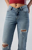 PacSun Medium Indigo Ripped V Dip '90s Boyfriend Jeans