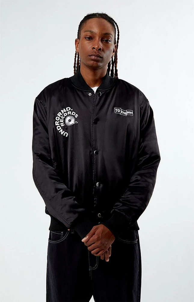 Pacsun Underground Records Satin Bomber Jacket