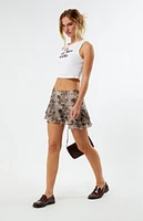 LA Hearts Snake Print Asymmetrical Skort