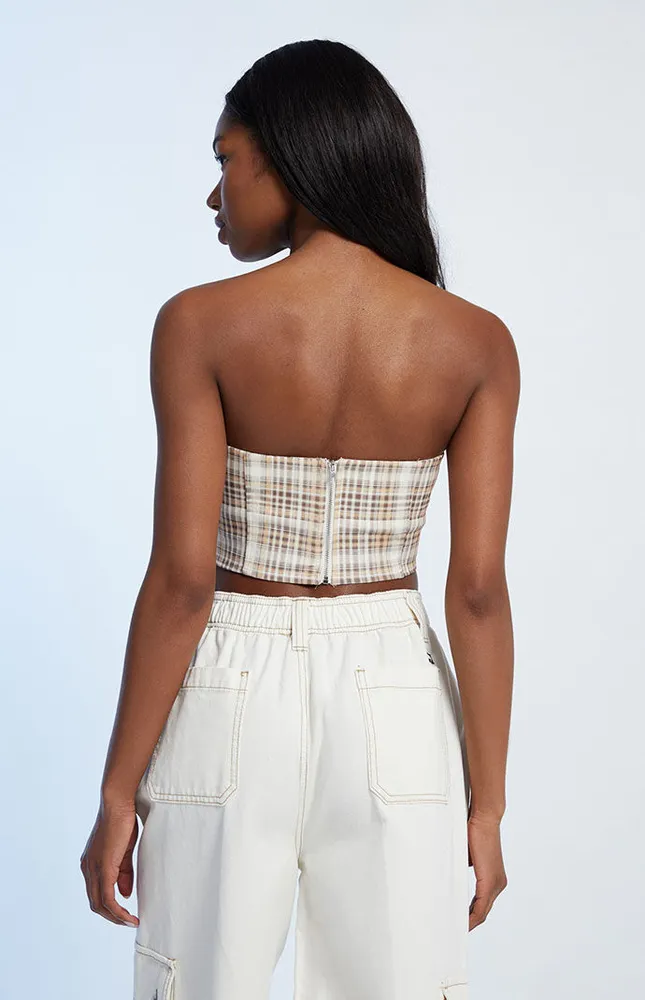 Strapless Plaid Bustier Top