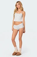 Edikted Playtime Printed Pointelle Shorts