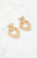 LA Hearts Ribbed Heart Drop Earrings