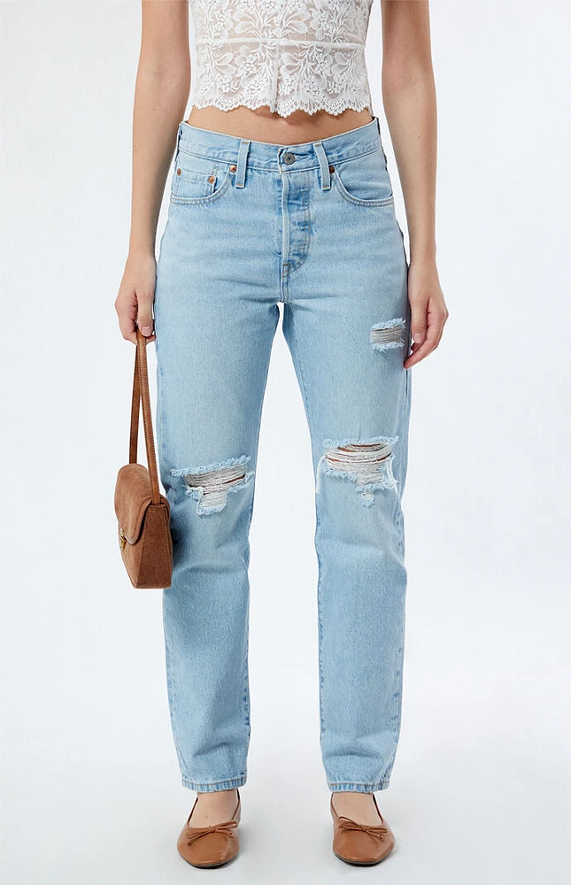 Levi's Light Indigo Ripped 501 Original Fit Jeans