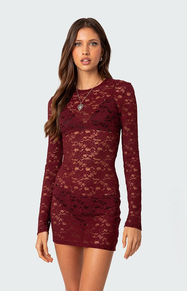 Edikted Surreal Sheer Lace Mini Dress