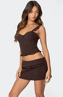 Edikted Colleen Ruffled Pinstripe Corset