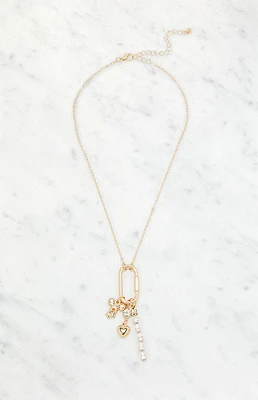 LA Hearts Bow Paperclip Charm Necklace
