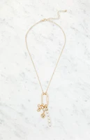LA Hearts Bow Paperclip Charm Necklace
