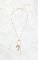 LA Hearts Bow Paperclip Charm Necklace