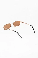 Pacsun Gold Metal Rectangle Frame Sunglasses