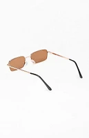 PacSun Gold Metal Rectangle Frame Sunglasses