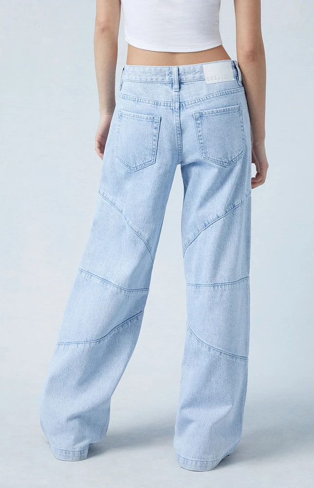 Eco Light Indigo Seamed Low Rise Baggy Jeans
