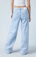 PacSun Eco Light Indigo Seamed Low Rise Baggy Jeans
