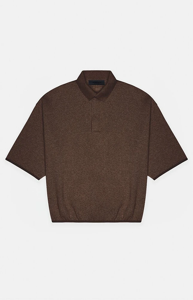 Fear of God Essentials Heather Wood 3/4 Sleeve Polo Sweatshirt