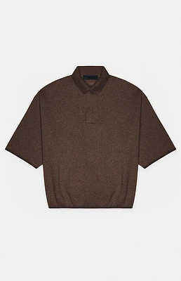 Fear of God Essentials Heather Wood 3/4 Sleeve Polo Sweatshirt