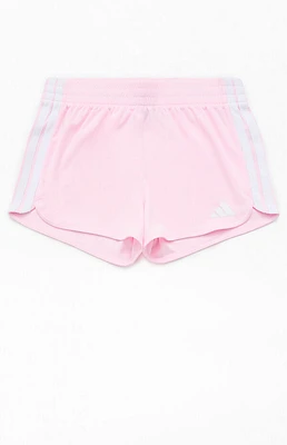 adidas Kids 3 Stripes Pink Pacer Mesh Shorts