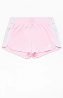 adidas Kids 3 Stripes Pink Pacer Mesh Shorts