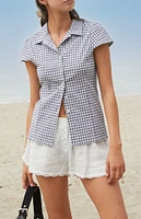John Galt White Rue Plaid Collared Top