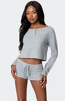 Edikted Teddy Cropped Waffle Top