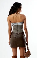 LA Hearts Plaid Strapless Corset