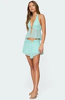 Edikted Sea Star Asymmetric Chiffon Mini Skirt