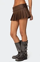 Edikted Faux Leather Pleated Mini Skort