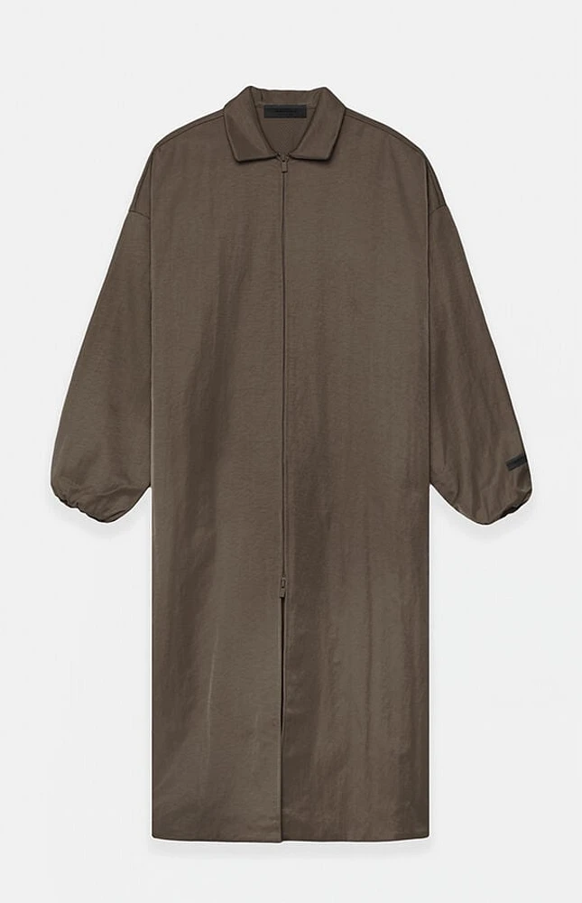 Fear of God Essentials Brown Textured Nylon Trench Coat