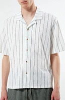 PacSun White Oversized Striped Camp Shirt