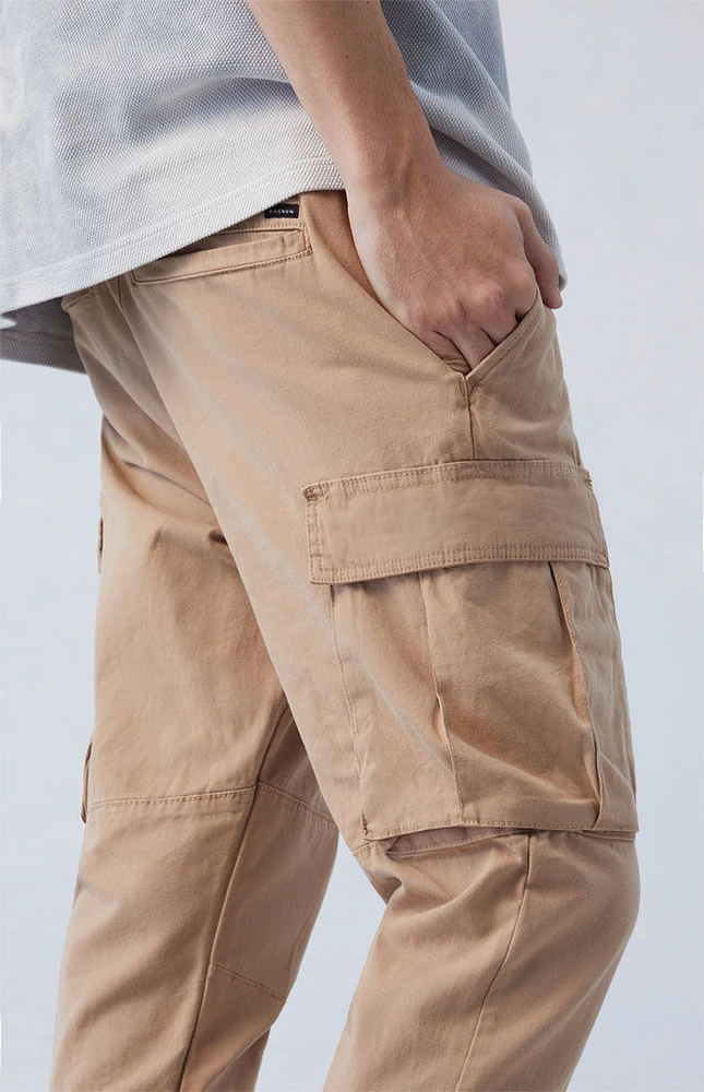 Eco Stretch Canvas Khaki Slim Cargo Pants