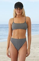 Salero Swim by Pacsun Gingham Textured Micro Strap Tank Bikini Top