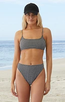 Salero Swim Gingham Textured Micro Strap Tank Bikini Top