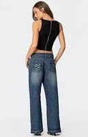 Edikted Davis Grommet Low Rise Jeans