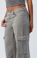 Eco Sage Low Rise Baggy Wide Leg Cargo Pants