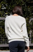 John Galt White Ida Cable Knit Sweater