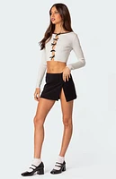 Edikted Billy Bow Cut Out Ribbed Crop Top