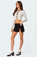 Billy Bow Cut Out Ribbed Crop Top